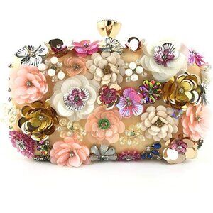 Women Clutches Flower Evening Handbag Chain Strap Shoulder Bag